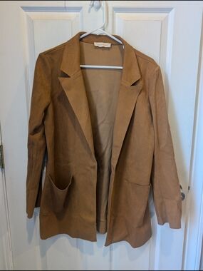 Solitaire Brown/Tan Open Front Blazer Jacket